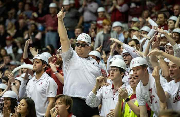 Luke Ratliff leads the Alabama student section